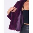 thumbnail image 5 of DARING DIVA Women's Cropped Jacket Notch Lapel Faux Fur Fluffy Coat XS Grape Purple, 5 of 6