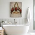 thumbnail image 5 of Canvas Wall Art Christmas Canvas Art Print Vintage Crystal Chandelier Red Poinsettia Holly Berry Pictures Wall Decor for Living Room Bedroom Artwork Decorations Stretched Framed Ready to Hang 12"x18", 5 of 9