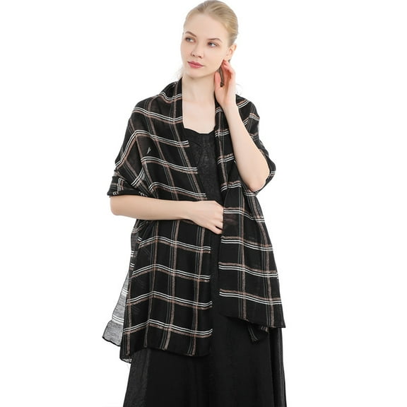 Dalrosia Fall Winter Soft Lightweight Plaid Check Tartan Sheer Infinity Scarf