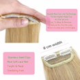 thumbnail image 4 of Benehair Clip in 100% Remy Human Hair Extensions Hair Pad Seamless Hairpiece Topper Thickened Soft Thin Hair Blonde, 4 of 10