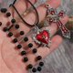 thumbnail image 4 of Gothic Vintage Pearl Heart-Shaped Flower Cross Pendant Necklace Set, 4 of 5
