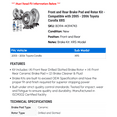 thumbnail image 2 of Front and Rear Brake Pad and Rotor Kit - Compatible with 2005 - 2006 Toyota Corolla XRS, 2 of 2