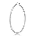 thumbnail image 5 of Wellingsale 2mm 925 Sterling Silver Hinged Diamond Cut Polished Hoop Earrings - 45mm Diameter, 5 of 7