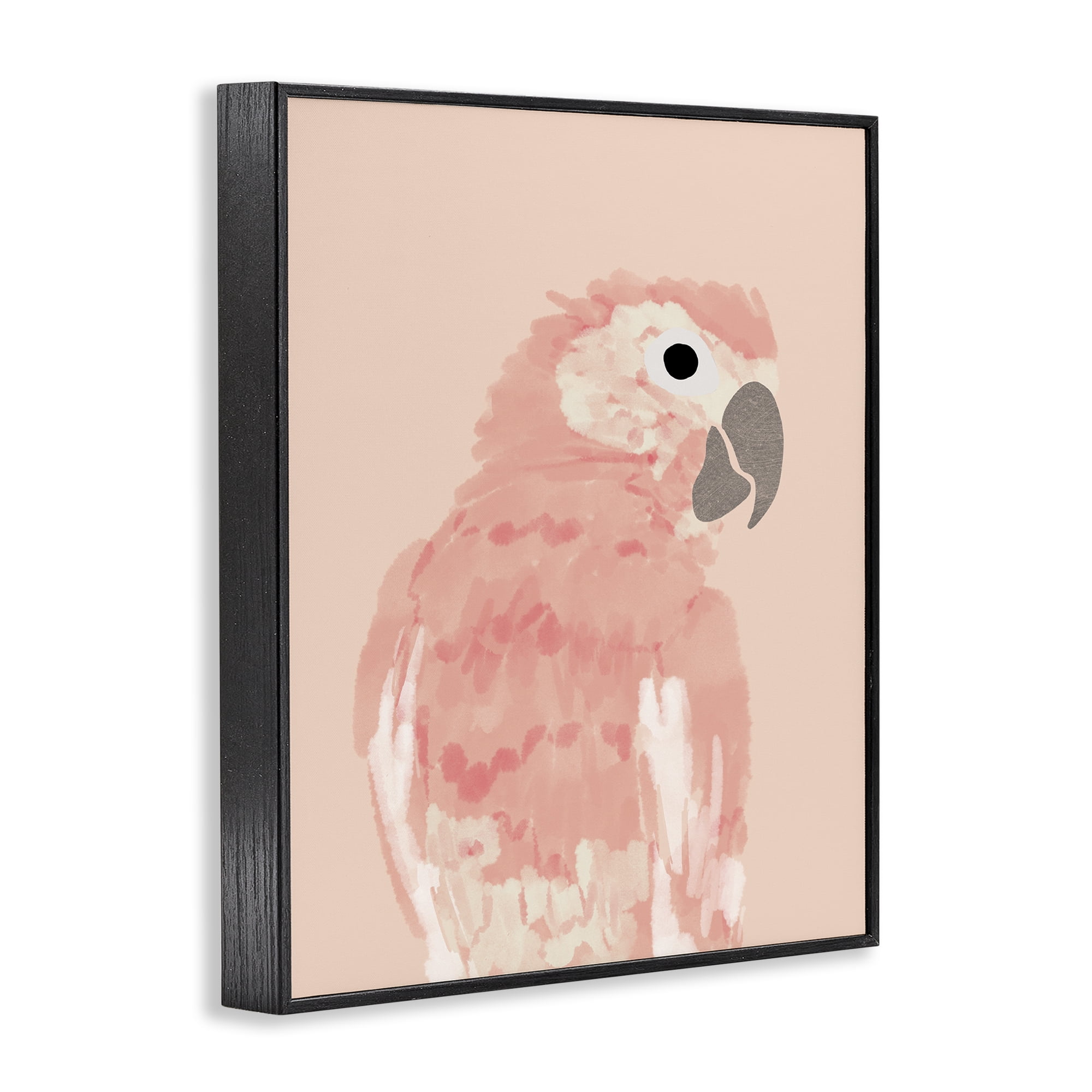 Stupell Industries Pink Neutral Parrot Animals & Insects Painting Black Framed Art Print Wall Art, 11 x 14