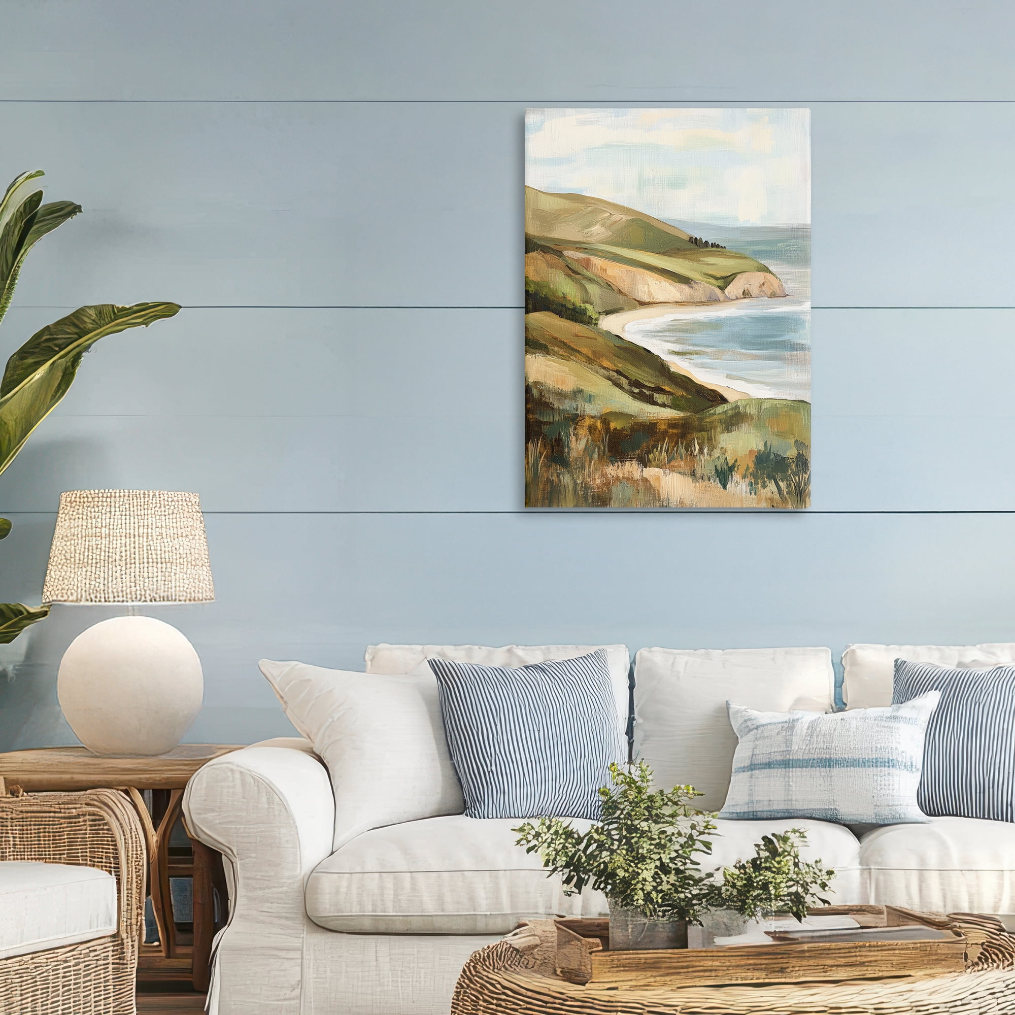 Stupell Industries Painted Cliffside Coastal Morning Light Canvas Wall Art, design by Petal Prints Design