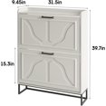 thumbnail image 6 of VEANERWOOD Vintage Shoe Cabinet with 2 Flip Drawers & Metal Leg, Entryway Shoe Cabinet Shoes Rack for Foyer, Hallway, Front Door Entrance, 6 of 8