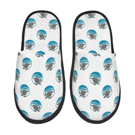 Balery Turtle Slient Indoor Furry Fleece Comfort House Shoes Soft Non-Slip Home Shoes Cotton slippers House Slippers-- Large