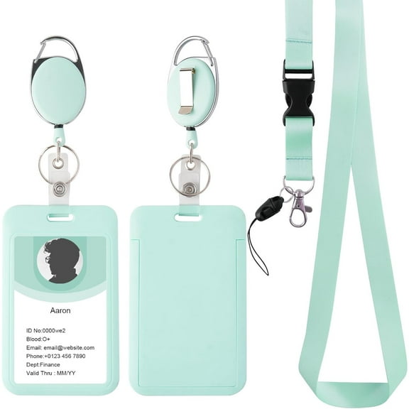 Retractable ID Badge Holder with Lanyard,Heavy Duty Badge Reel,Detachable Keychain, Cruise Ship Cards Holder,for Nurse Officer Teacher Security Staff Women Men(Green)