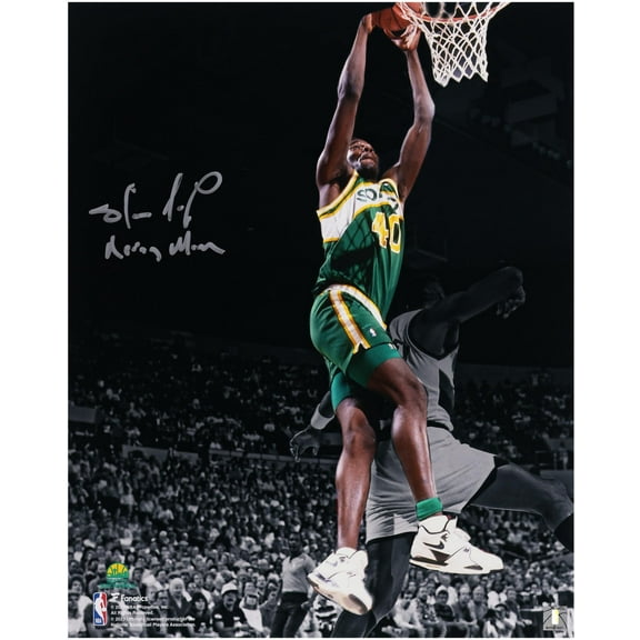 Shawn Kemp Seattle Supersonics 16" x 20" Dunk vs. Portland Trailblazers Spotlight Photograph with "Reign Man" Inscription - Fanatics Authentic Certified