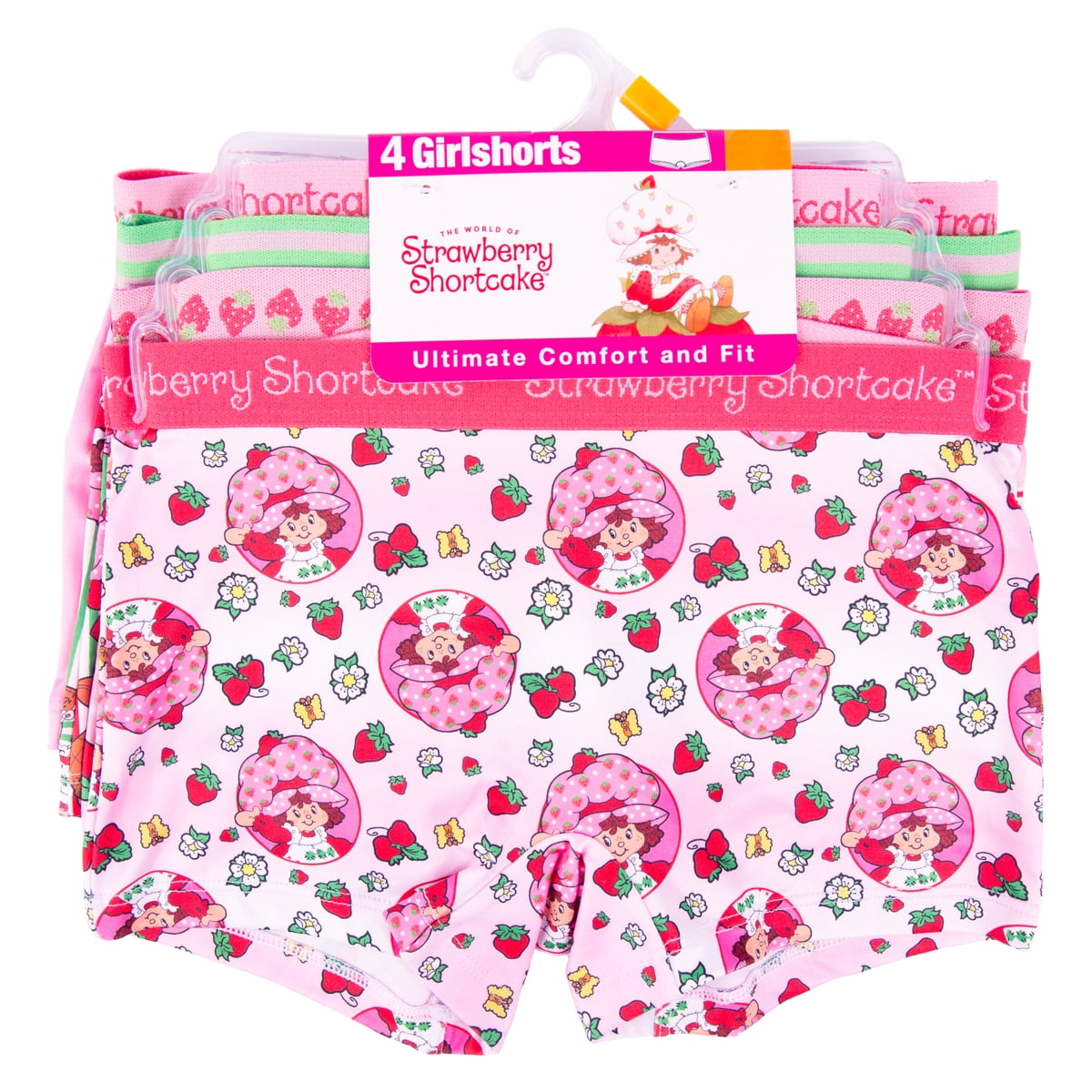 Strawberry Shortcake Girls Boyshort Character Underwear, 4-Pack, Size 4-10