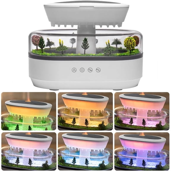Rain Diffuser 250ml Essential Oil Aromatherapy Diffuser with 7 Color Lights, White Noise, and Auto-Off for Home or Office