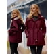 thumbnail image 3 of Chaqueta impermeable SaphiRose para mujer con capucha larga, color burdeos, XXL, 3 of 6