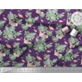 thumbnail image 3 of Soimoi Purple Moss Georgette Fabric Bunny Rabbit & Flamingo Bird Decor Fabric Printed Yard 44 Inch Wide, 3 of 3