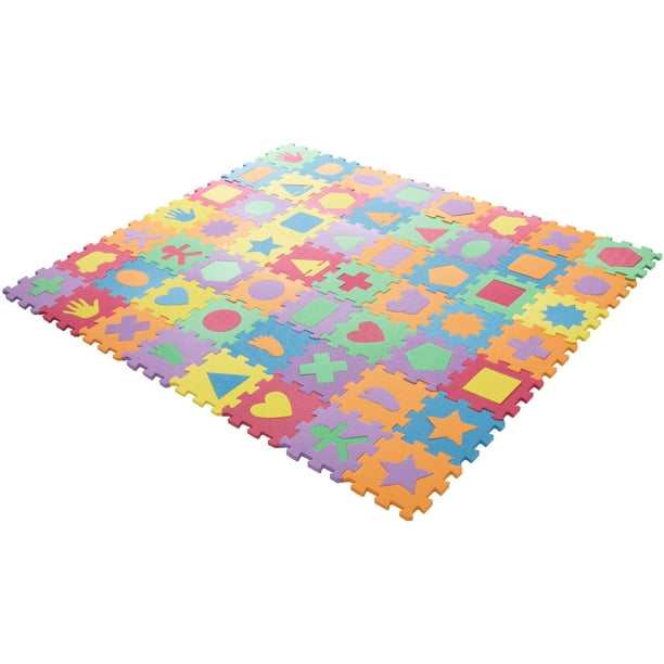 Interlocking Foam Tile Play Mat with Shapes Nontoxic Children's