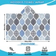 thumbnail image 2 of Blue Geometric Quatrefoil Pattern Hooded Bath Towel，60"x35" for Ages 3 To 12 Kids, Quick Dry Lightweight Soft Microfiber Hood Beach Towel Cover Up for Kids, 2 of 7
