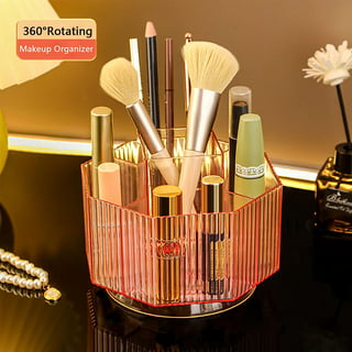 SunshineFace 360° Rotating Makeup Organizer, Spinning Makeup Brush Holder  with 5 Slot Large Capacity Cosmetic Display Case Skin Care Tray for Vanity  Countertops Bathroom Storage Container 