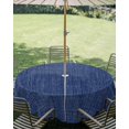 thumbnail image 3 of Outdoor Tablecloth with Umbrella Hole Zipper Vintage Navy Blue Round Tablecloth 54" Waterproof Table Cloth Farmhouse Retro Dark Solid Color Linen Texture Patio Table Cover Tablecloths for Picnic, 3 of 8