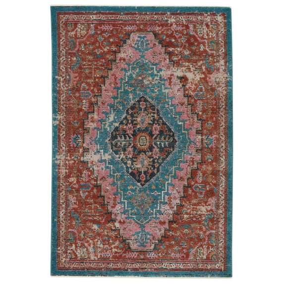 Jaipur Living RUG148564 7 ft. 10 in. x 11 ft. 1 in. Marielle Medallion Area Rug, Rust & Teal