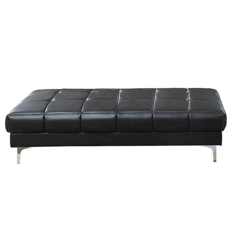 Tomshoo Black Bonded Leather Extra large Ottoman Metal Legs 1pc Ottoman