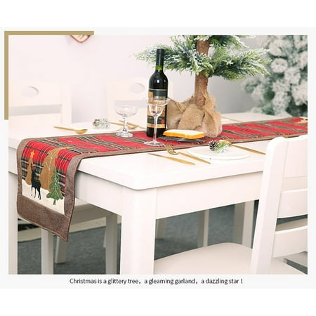 

Home Linen Scarves Retro Red Plaid and Christmas Tree Table Runners 1PC