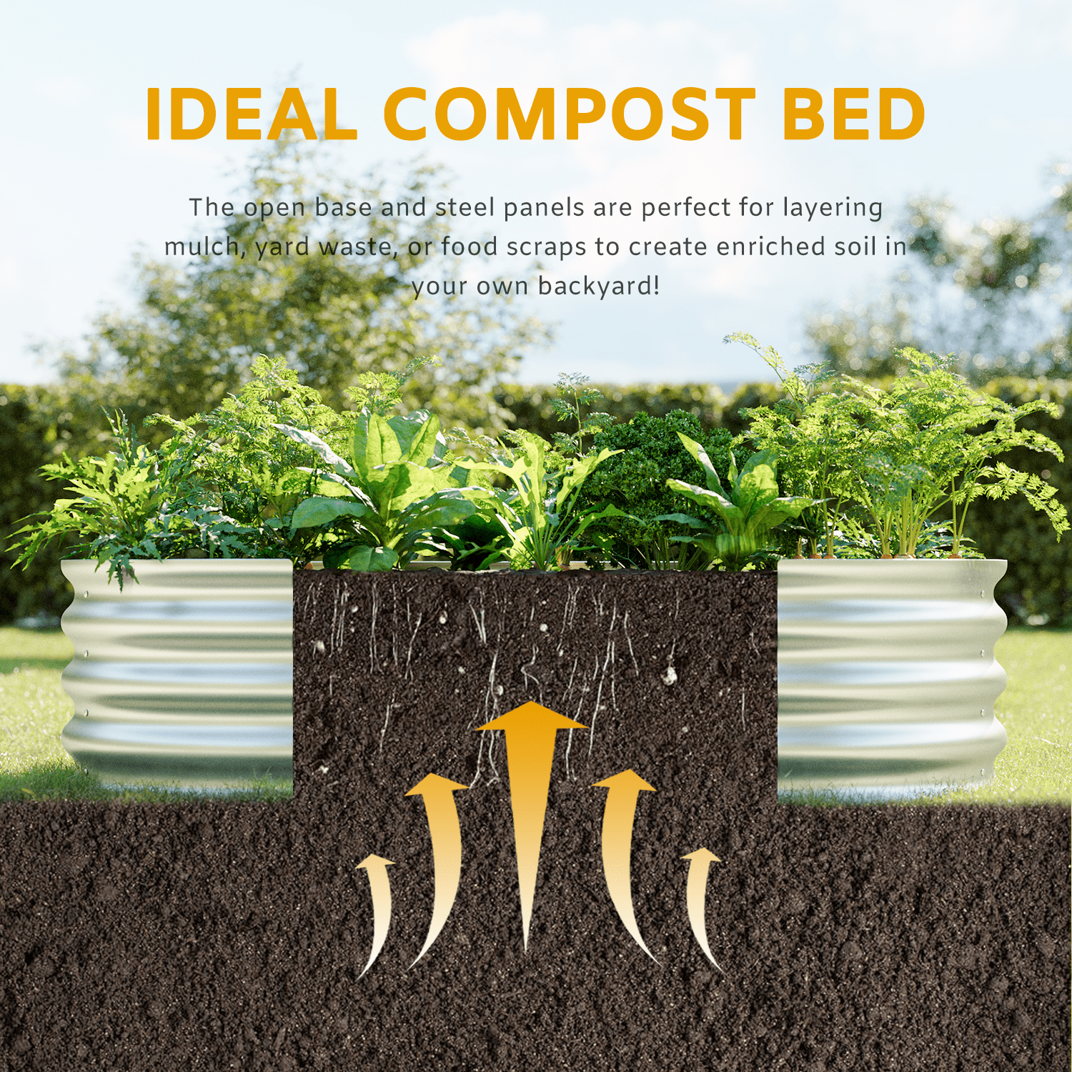 Set of 2, 4x2x1ft Outdoor Metal Raised Garden Bed Planter Box for Vegetables, Flowers, Herbs