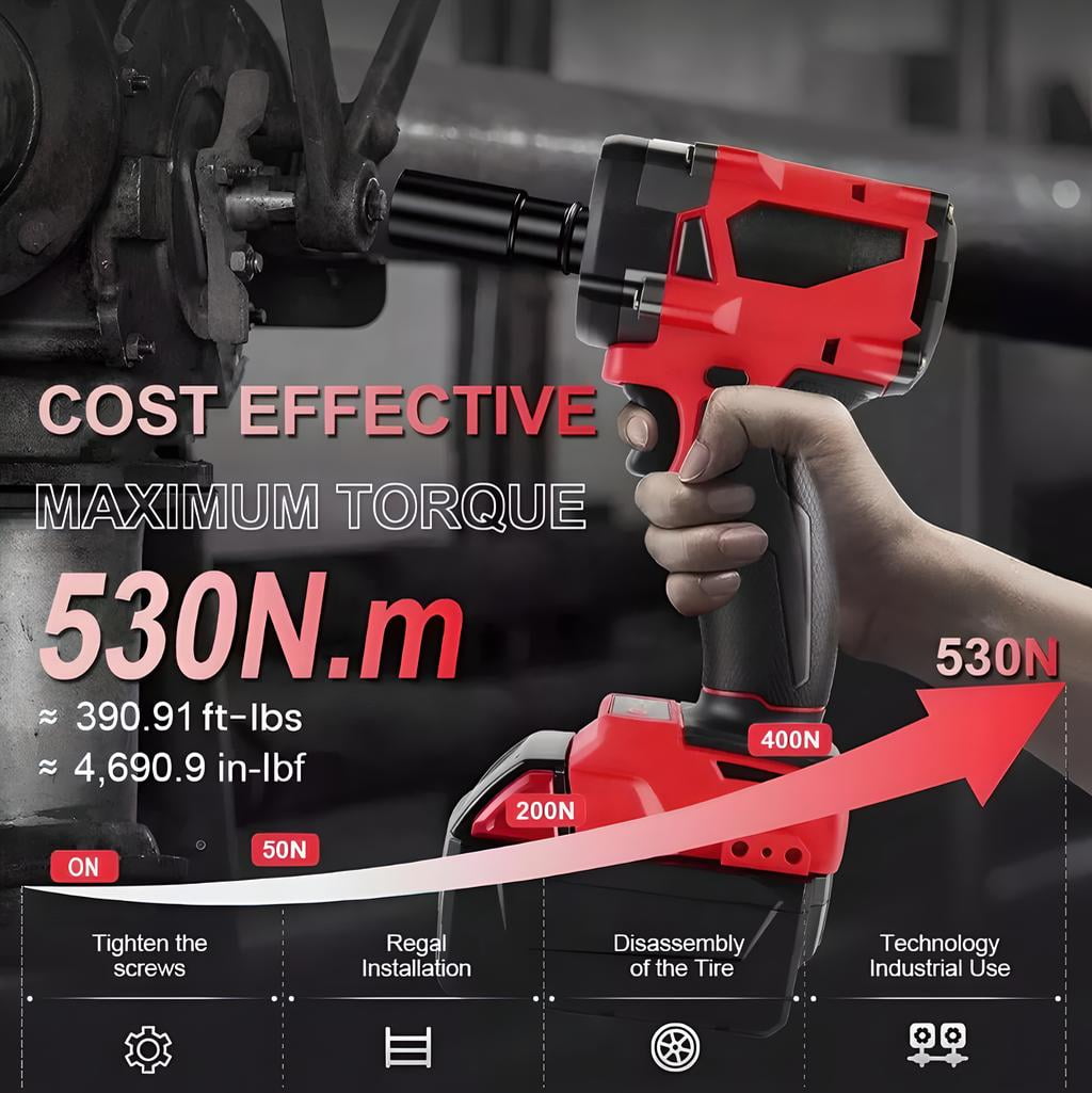 18V M18 FUEL 1/2" High Torque Impact Wrench, Bare Tool Only, For Milwaukee, Without Battery, Red & Black