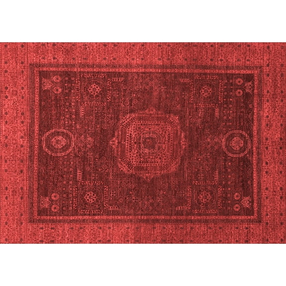 Ahgly Company Indoor Rectangle Abstract Red Modern Area Rugs, 5' x 7'