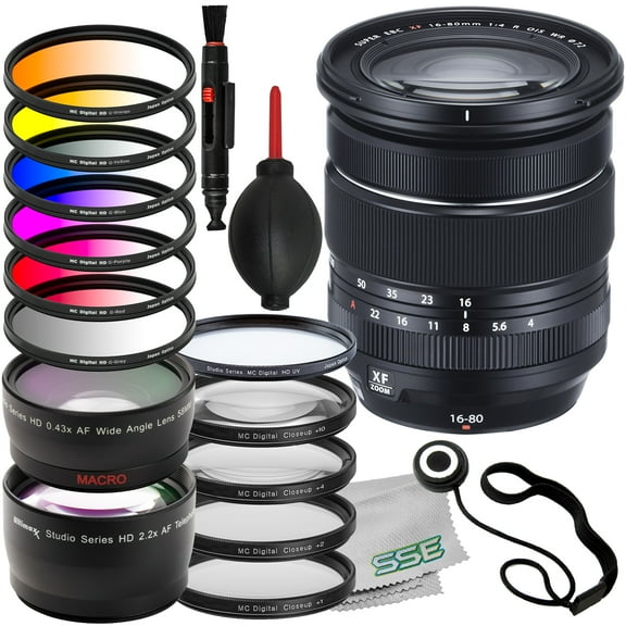 Ultimaxx Advanced FUJIFILM XF 16-80mm f/4 R OIS WR Lens Bundle: 0.43x Wide-Angle Lens Attachment, Protective UV Filter & Much More (22pc Bundle)
