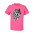 thumbnail image 2 of Wolf Oil Painting Animal Lover Men's Graphic T-Shirt, Neon Pink, Large, 2 of 3