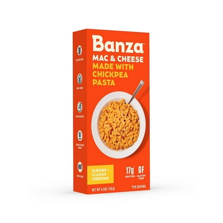 Banza Gluten Free Elbow Mac & Cheddar Cheese, 5.5 oz Shelf Stable Packaged Meal