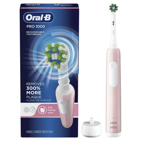 Oral-B Pro 1000 Rechargeable Electric Toothbrush, Pink, 1 Count, Adults and Children 3 