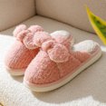 thumbnail image 3 of Zapatillas de algodón de otoño e invierno para mujer con nudo de lazo, zapatillas peludas para el hogar, zapatillas de algodón cálidas de felpa antideslizantes gruesas para mujer, 3 of 5