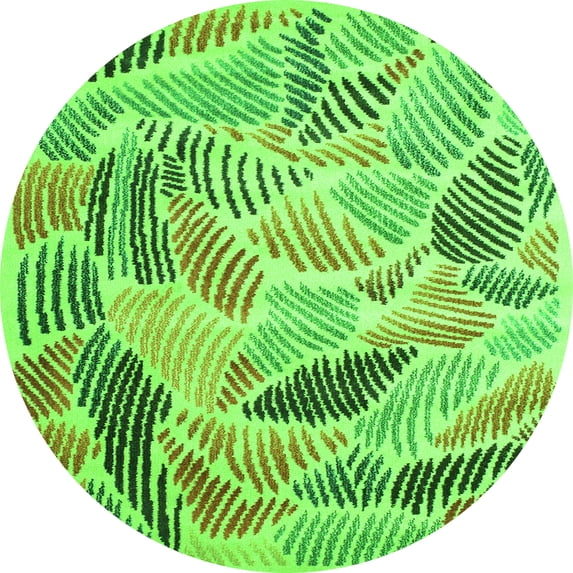 Ahgly Company Indoor Round Abstract Green Contemporary Area Rugs, 3' Round
