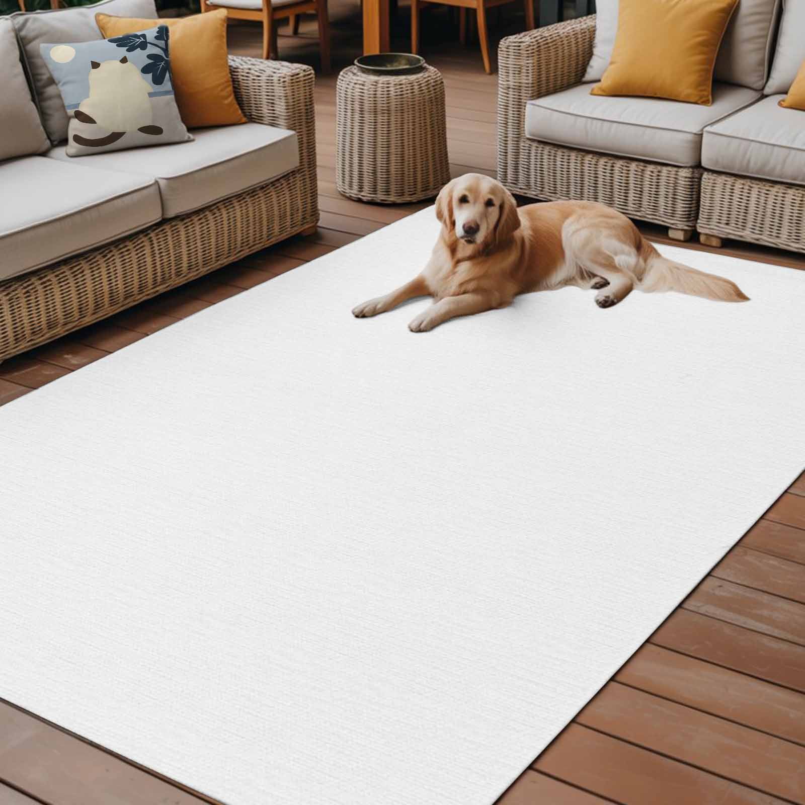 Outdoor Rug 5x8ft White Large Area Rug Solid Color Indoor Outdoor Carpet Outdoor Rugs Mats for Patio Camping,RV,Front Door, Outside Decor