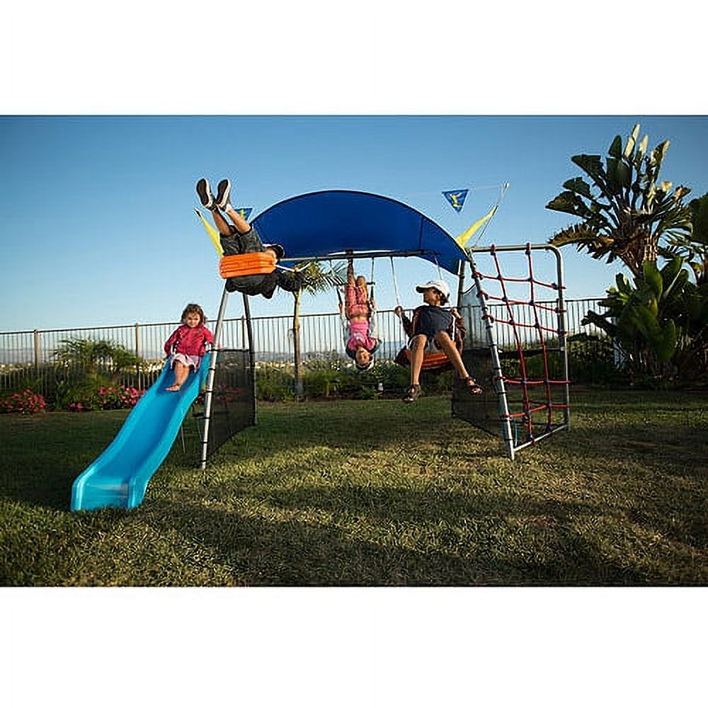 Ironkids Inspiration 300 Refreshing Mist Swing Set with Rope Climb and Expanded UV Protective Sunshade - image 3 of 11