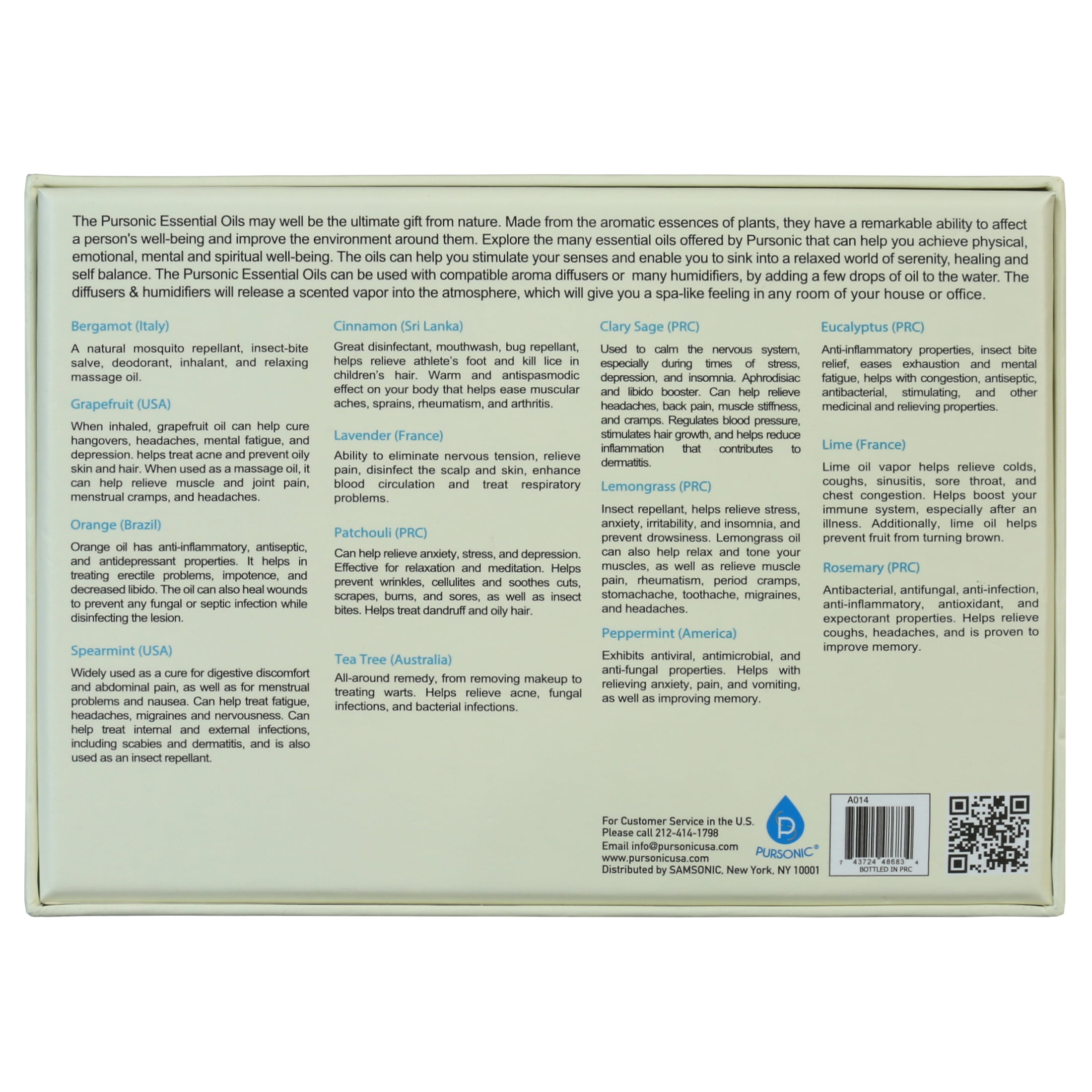 Pursonic, 100% Pure Essential Oil Set, 14-pack