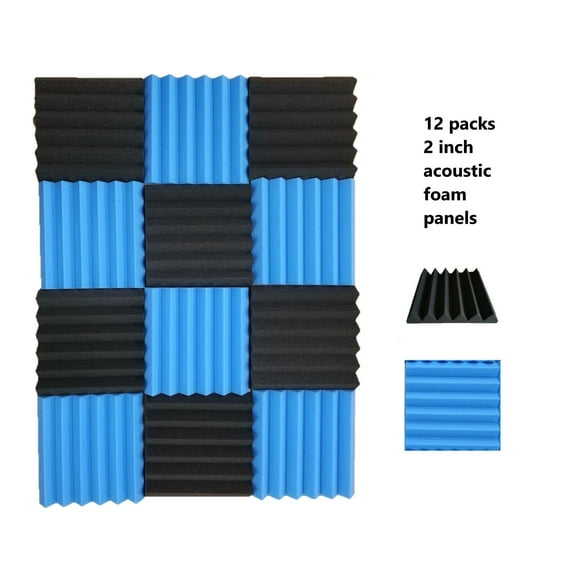 12 Pack Wedge Premium Acoustic Soundproofing Studio Foam Tiles 12" x 12" x 2"