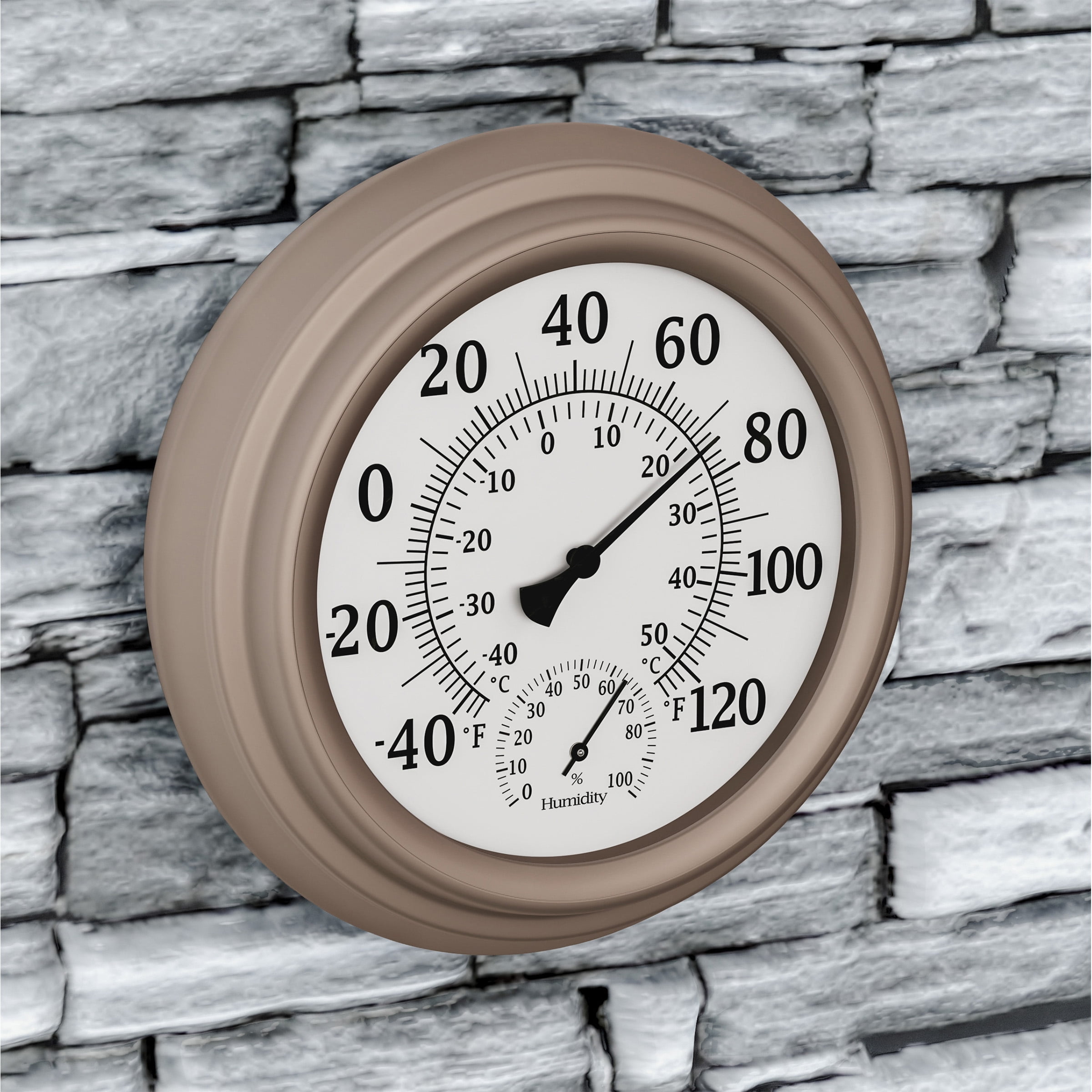Pure Garden 8-inch Indoor/Outdoor Wall Thermometer and Hygrometer (Silver) 8"x2"