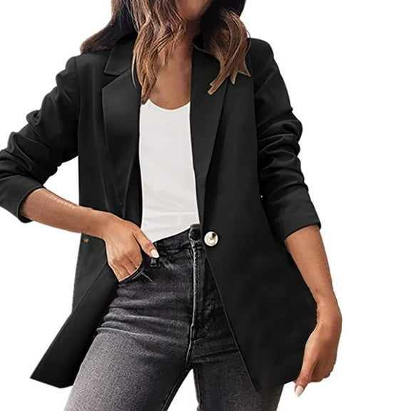 Rigardu Clearance Sale Blazers for Women Women Loose Top Long Sleeve Casual Slim Short Small Suit Jacket Womens Blazer Black L