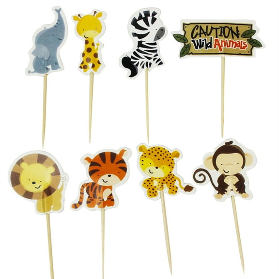 Raindrops Assorted Color Animal Cake Picks Eco Friendly Coated Paper for Kids Party and Birthday Decorations 96 Pcs