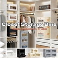 thumbnail image 6 of 1 Pack Beige Closet Storage Bins with Lids Front Opening Storage Bin Collapsible Fabric Organizer with Clear Window Dual Handles Closet Clothes Blanket Book Storage Box for Home DIMJ, 6 of 8