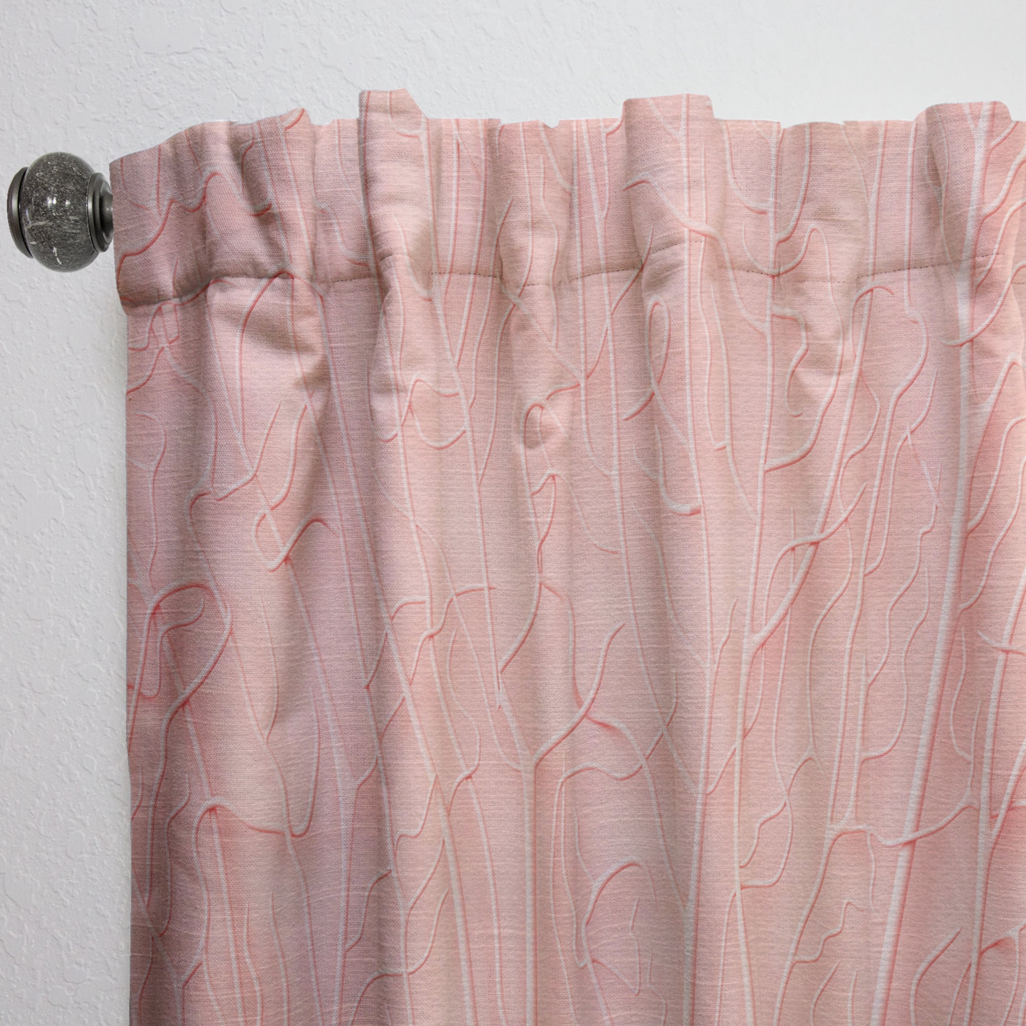 Designart 'Living Botanical Coral Pink' Mid-Century Modern Curtain Panel