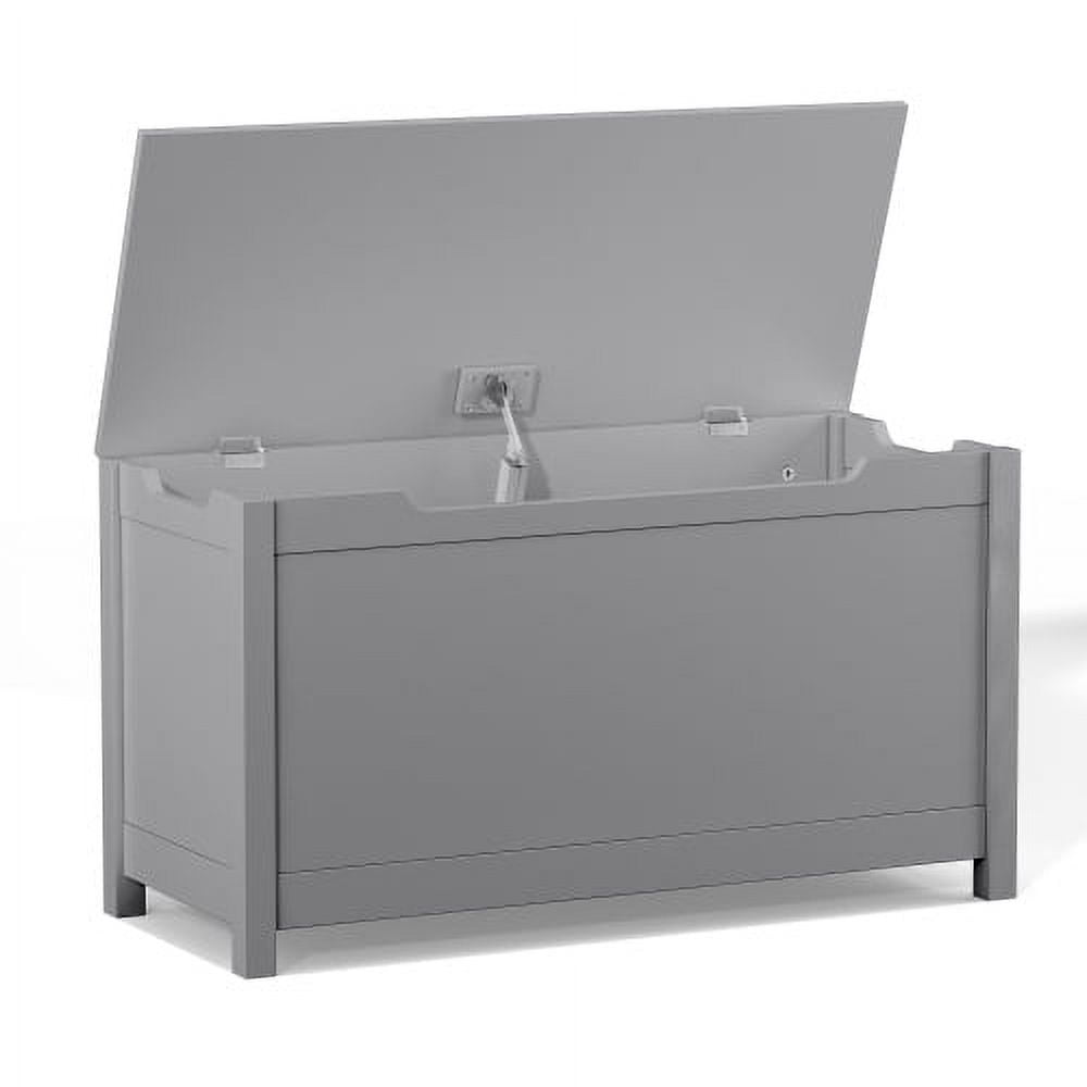 Yoneston Kids Wooden Toy Box Flip-top Storage Chest Bench with Safety Hinged Lid, Gray