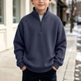thumbnail image 2 of yillto Boys Sweatshirts Textured Mock Neck Long Sleeve Fall Pullover Sweatshirt Shirts Tops for Kids, 2 of 7
