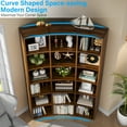 thumbnail image 3 of Semoic 6 Tier Triple Width Bookcase, 71" Tall Bookshelf Corner Bookcase with 18-Cube, Curve Shape Display Storage Shelf for Living Room, Home Office, Brown, 3 of 9