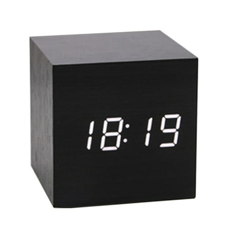Original Mini Clocks 12pk Wood - Mini Wood Clock LED Electronic Clock Wooden Alarm Clock Voice Control Luminous