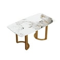thumbnail image 5 of Modern Artificial Stone Pandora White Curved Golden Metal Leg Dining Table for 6 People, 5 of 10