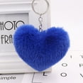 thumbnail image 2 of Faux Rabbit Fur Keychain,Furry spherical Keychain,Soft Artificial Rabbit Fur Keychain Love Heart Plush Key Ring,Fluffy Love Heart Keychain Key Ring,for Pendant Handbag Bag Wallet Decor(Z1-Blue), 2 of 3