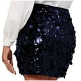 thumbnail image 4 of SMihono Sequin Skirt for Women Stretchy Bodycon Mini Skirts Sexy Sparkly Skirt Glitter Shiny Skirt Night Out Party Navy 8-10, 4 of 5