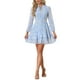 thumbnail image 1 of INSPIRAR CHIC Vestidos de Verano para Mujeres 2025 Floral con Cinta Cuello en V Semi Transparente de Manga Larga Capa de Chifón Mini Vestido L Azul, 1 of 6